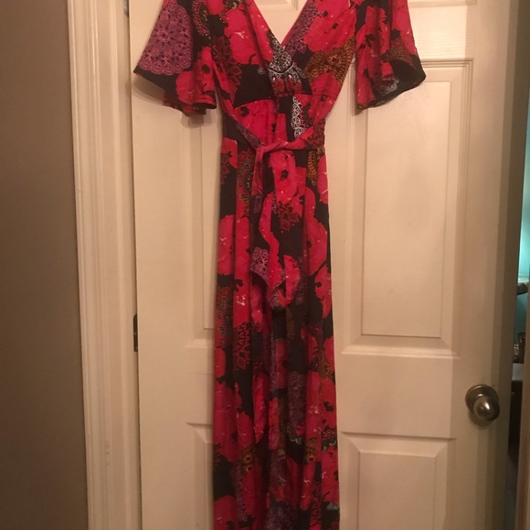 Floral skirt romper red & black - Picture 3 of 7